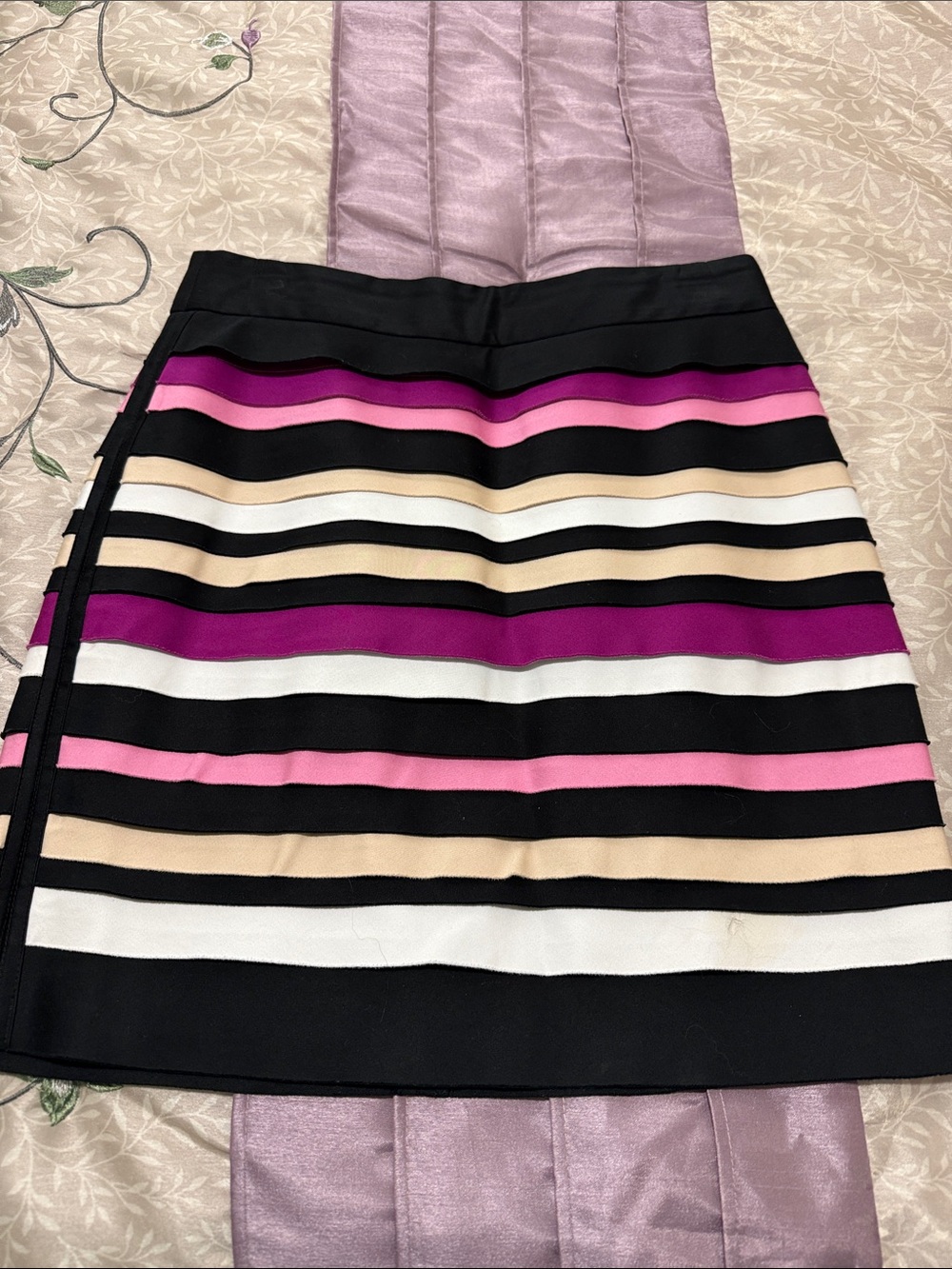White House Black Market Black, Pink & Magenta Striped Mini Skirt